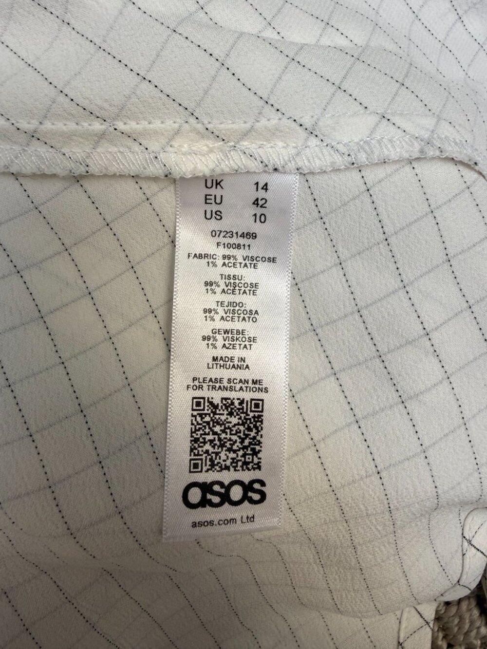 ASOS NWT White Grid Print Ruched Maxi Dress Open Back Wedding Guest Prom Size 10 - Picture 3 of 9